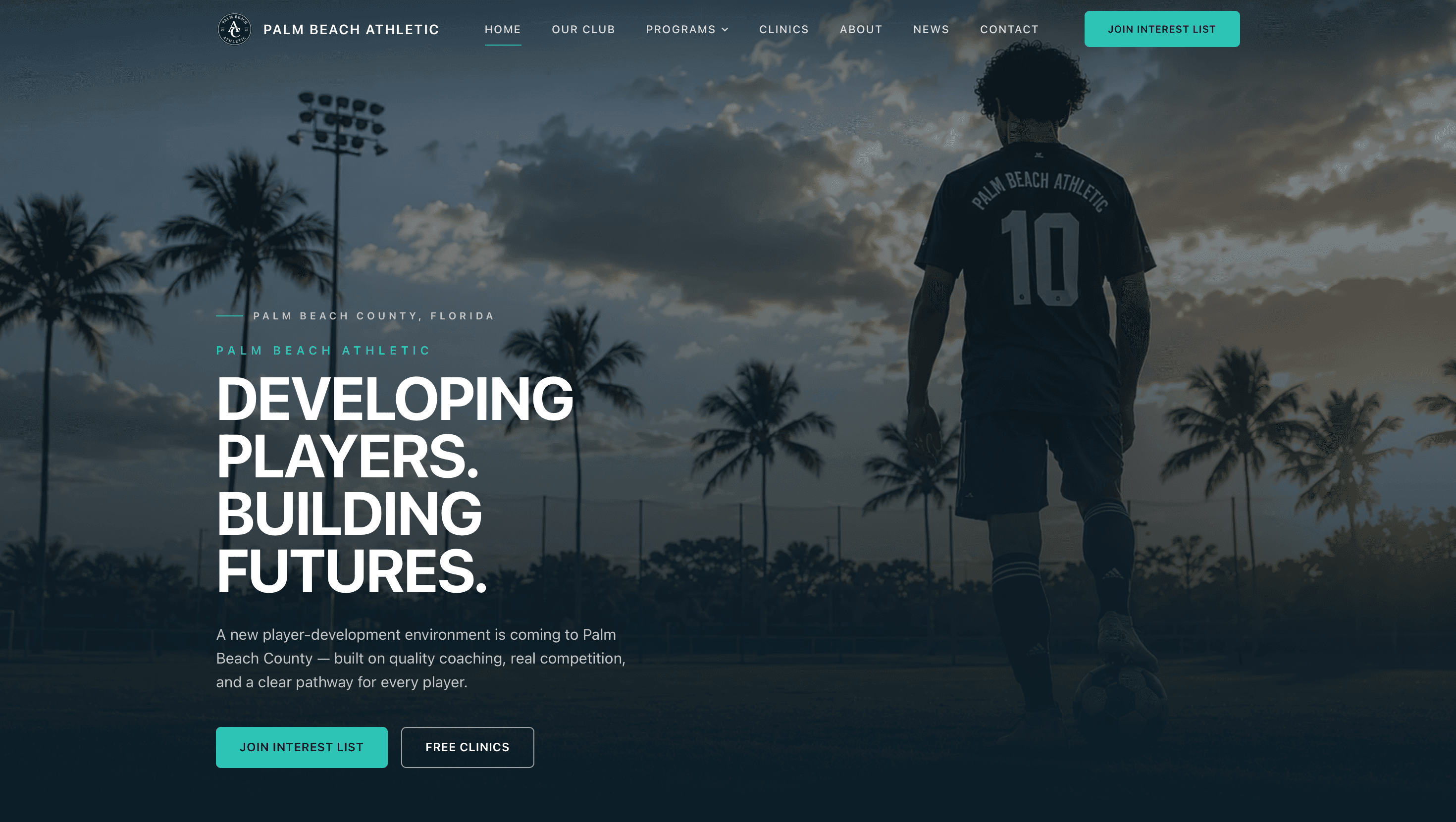 Palm Beach Athletic — homepage hero
